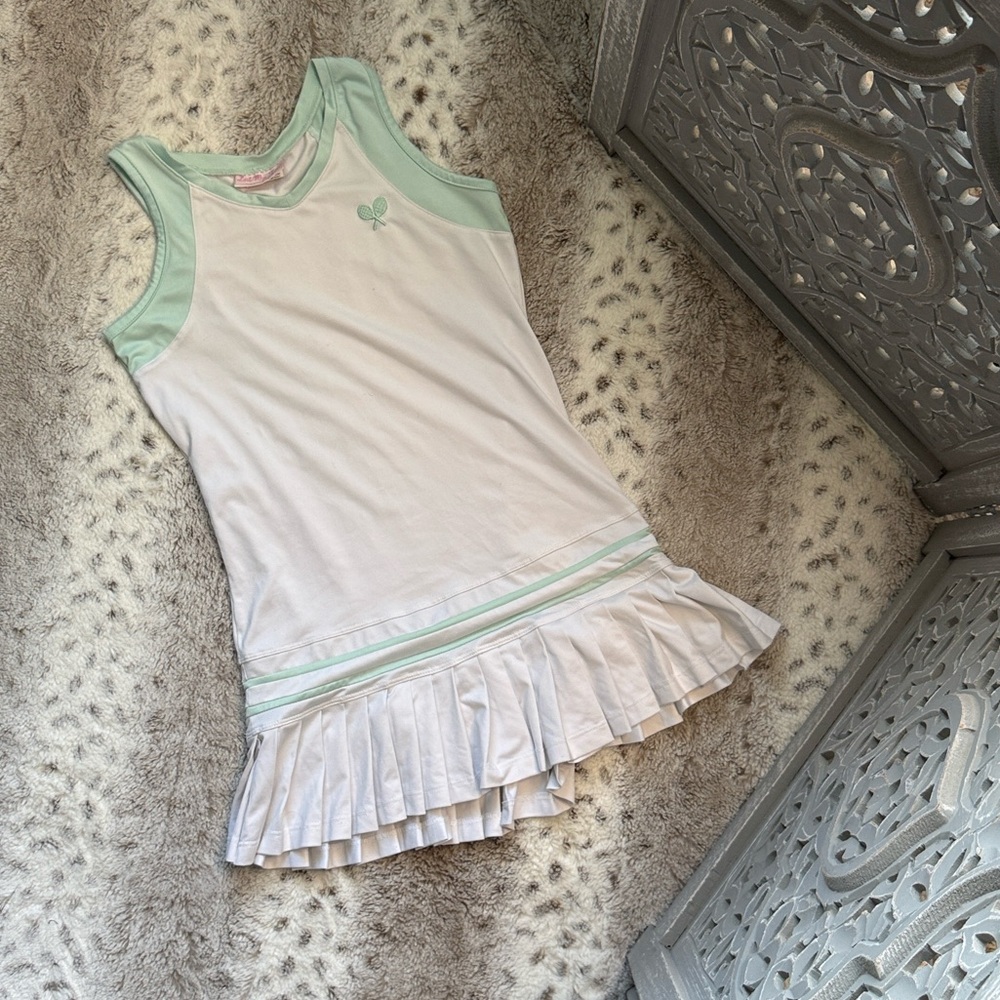 Little Miss Tennis drop waist tennis dress girls large preppy sporty activewear